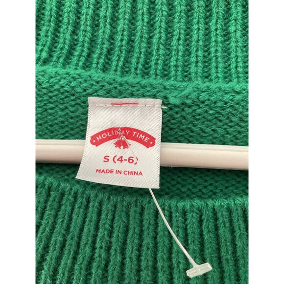 Feliz Navidad! Santa Small Guitar Sequins Bells Christmas Sweater - Picture 6 of 7